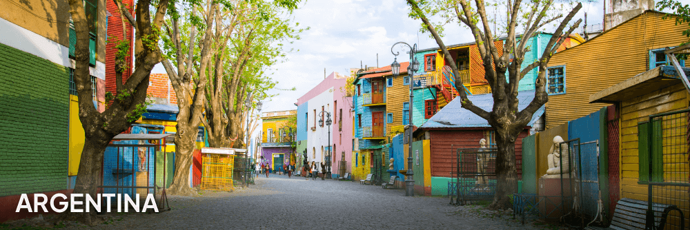 a street of colourful houses in Argentina